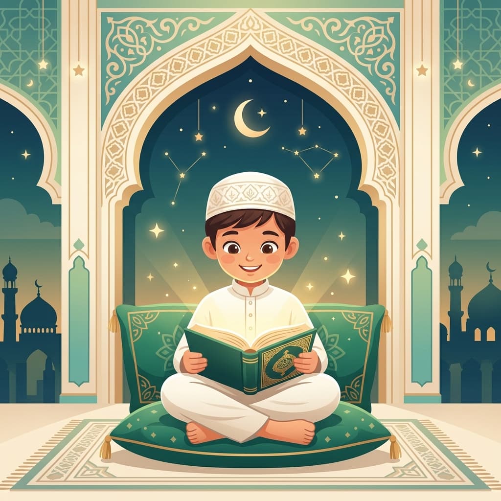 Child learning Quran online